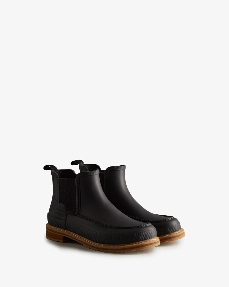Hunter Men's Moc Toe Chelsea Boots Black