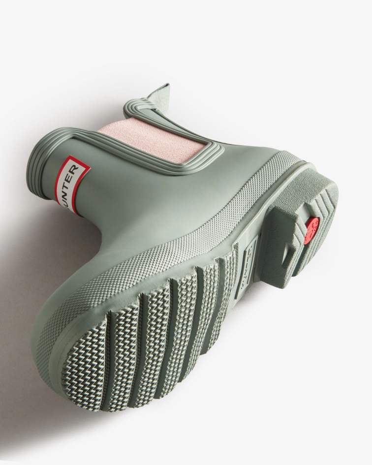 Hunter Women's Original Chelsea Boots Sweet Gale Green-Azalea Pink