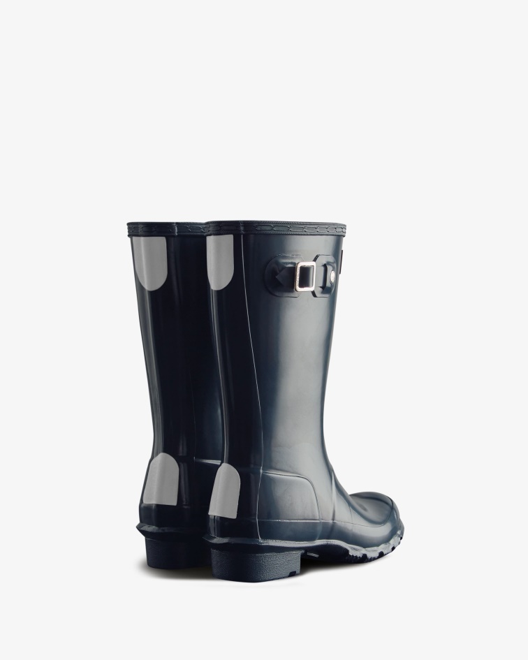 Hunter Original Big Kids (5-11 Years) Gloss Rain Boots Navy