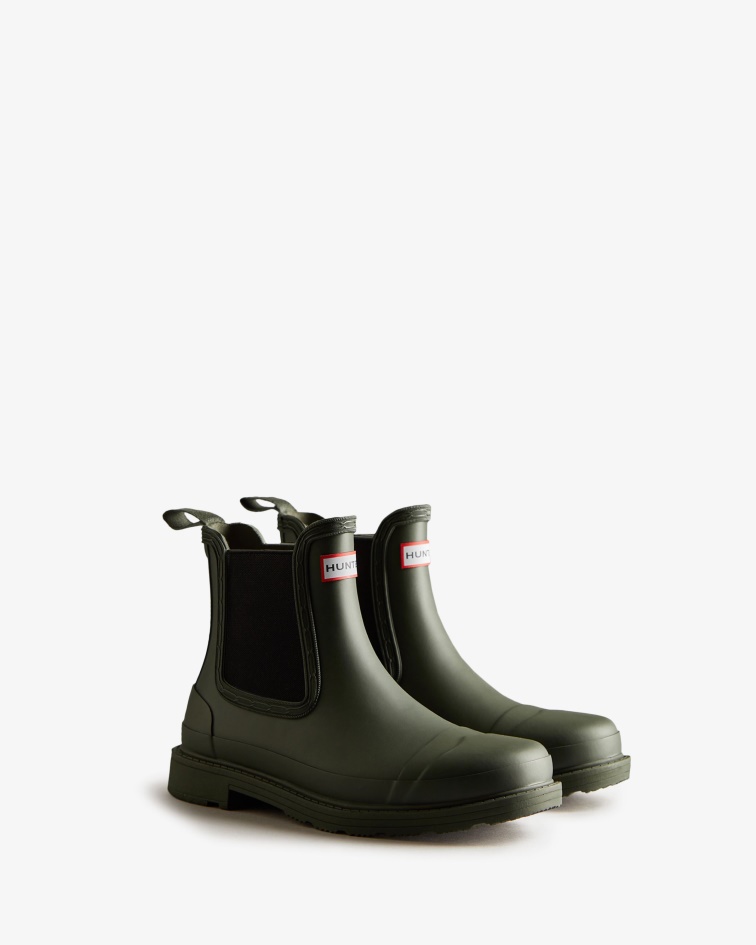 Hunter Women's Commando Chelsea Boots Dark Olive