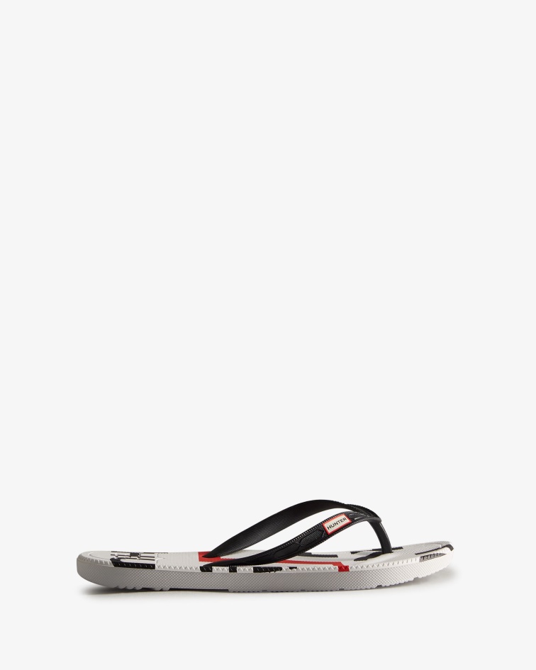 Hunter Women's Exploded Logo Flip Flops Black