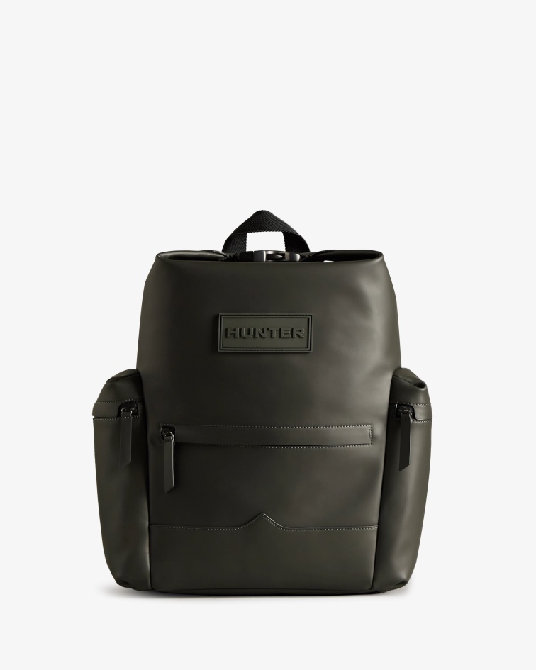 Hunter Top Clip Backpack - Rubberized Leather Dark Olive