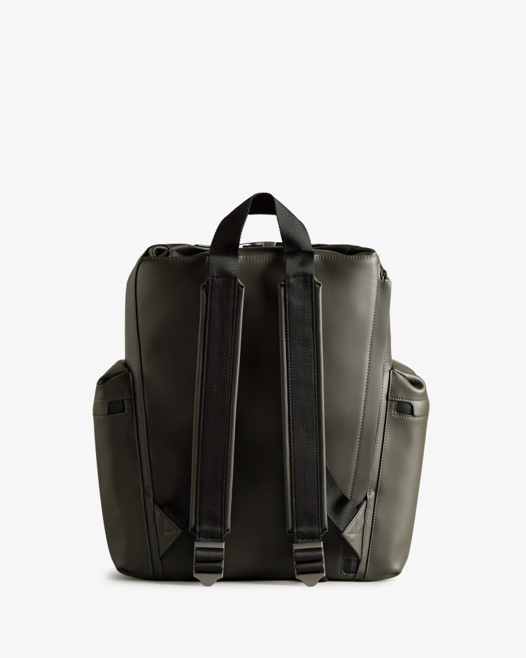 Hunter Top Clip Backpack - Rubberized Leather Dark Olive
