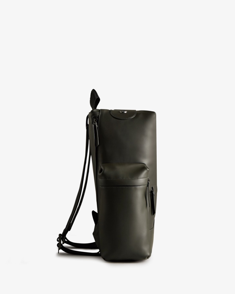 Hunter Top Clip Backpack - Rubberized Leather Dark Olive
