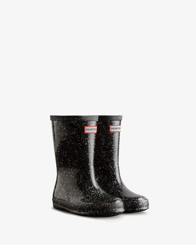 Hunter Kids First (18 Months-8 Years) Giant Glitter Rain Boots Black