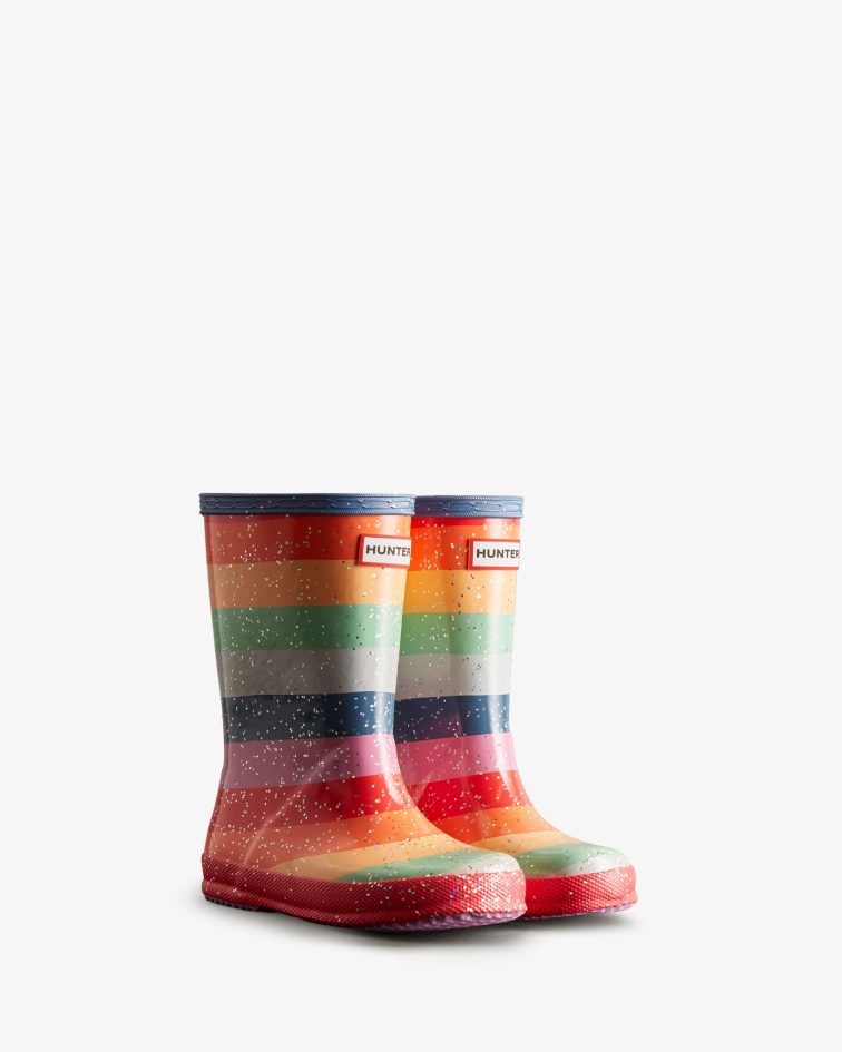Hunter Kids First (18 Months-8 Years) Glitter Rainbow Rain Boots Multicoloured