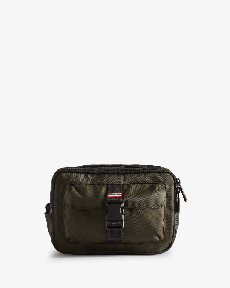 Hunter Nylon Three-Way Top Clip Crossbody Bag Dark Olive