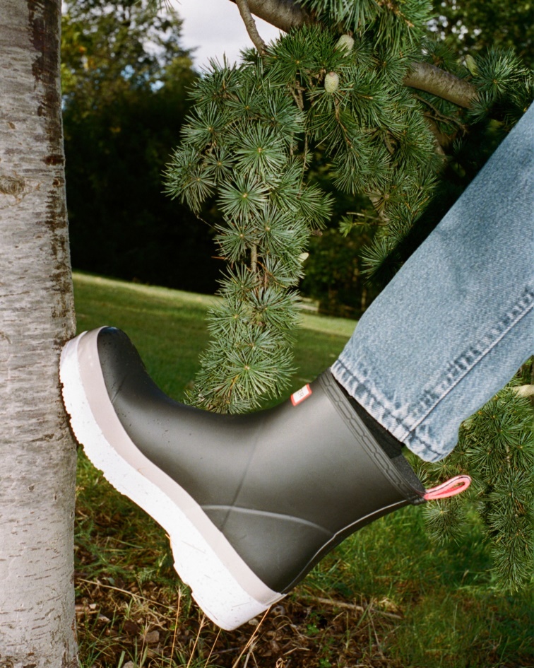 Hunter Men's Original Play Short Speckle Rain Boots Black-Steall Grey