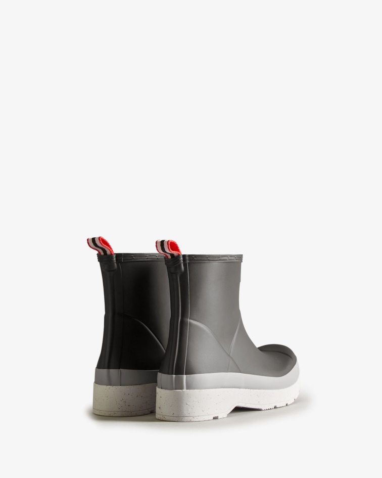 Hunter Men's Original Play Short Speckle Rain Boots Black-Steall Grey