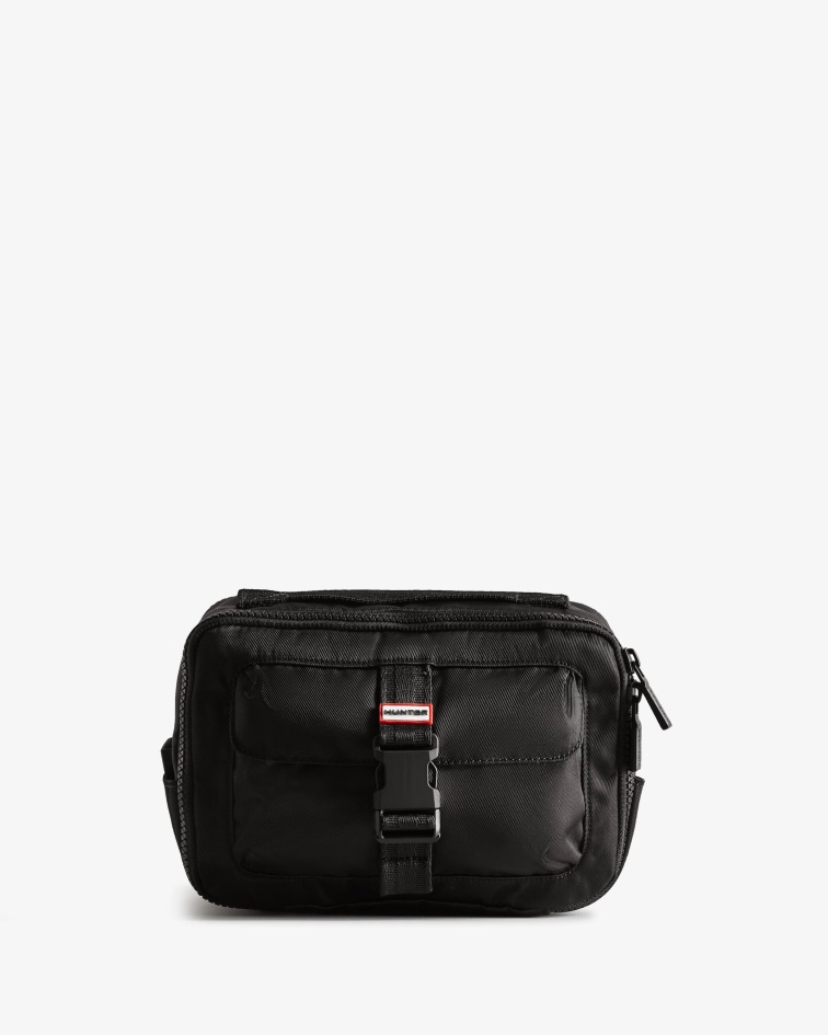 Hunter Nylon Three-Way Top Clip Crossbody Bag Black