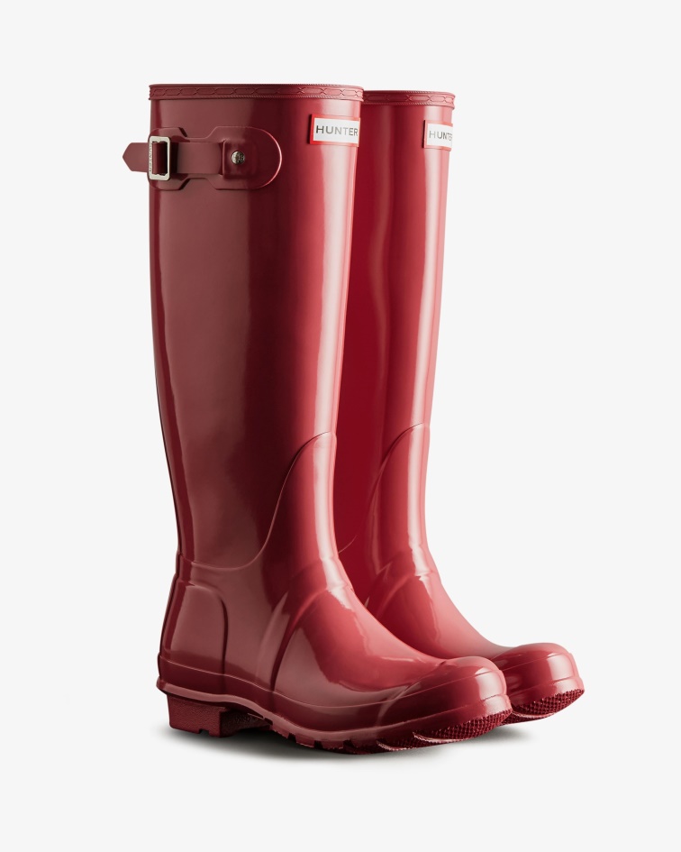 Hunter Women's Original Tall Gloss Rain Boots Glenmore Rose
