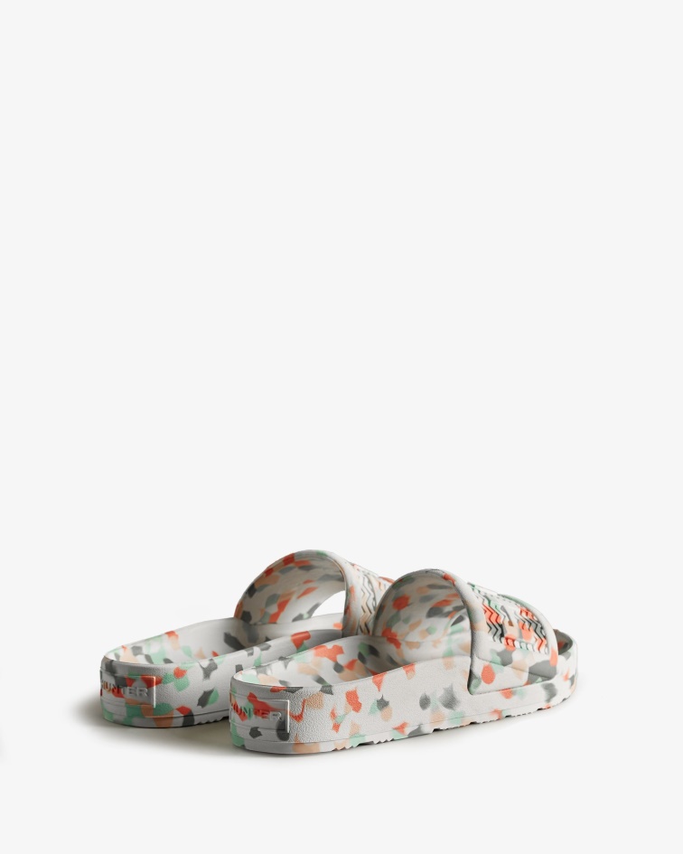 Hunter Women's BLOOM Marble Slides White