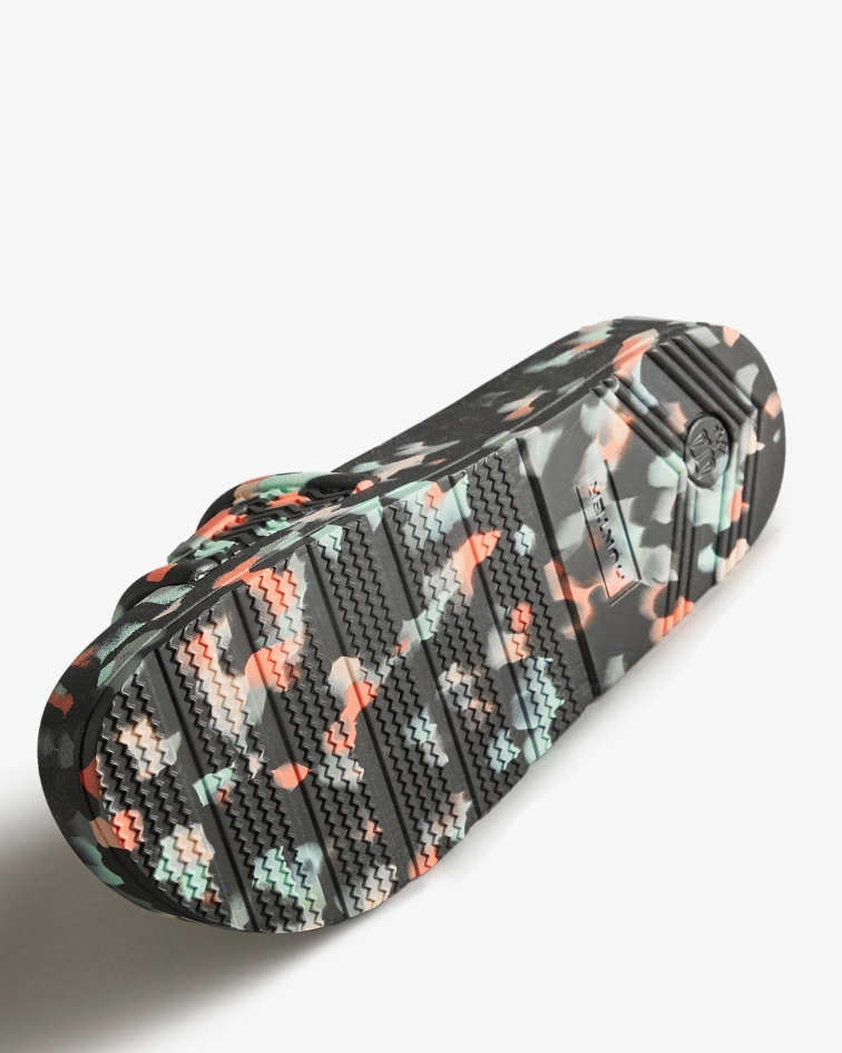 Hunter Women's BLOOM Marble Slides Black