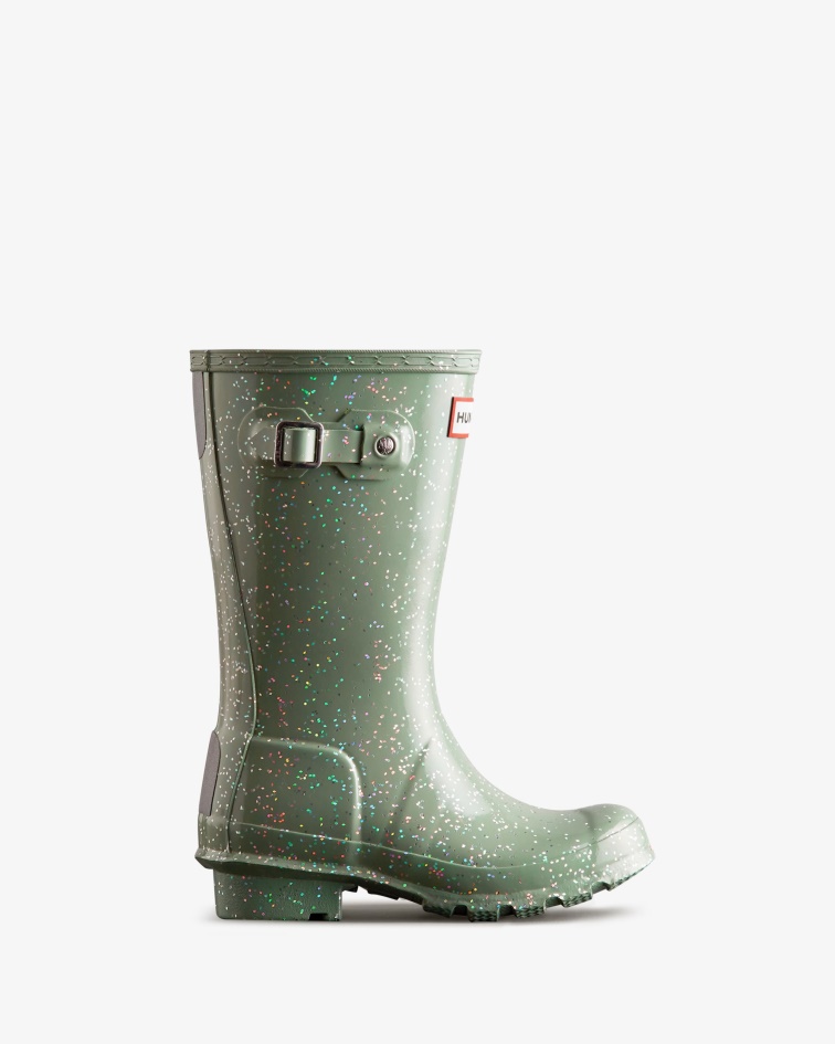 Hunter Big Kids (5-11 Years) Giant Glitter Rain Boots Sweet Gale Green