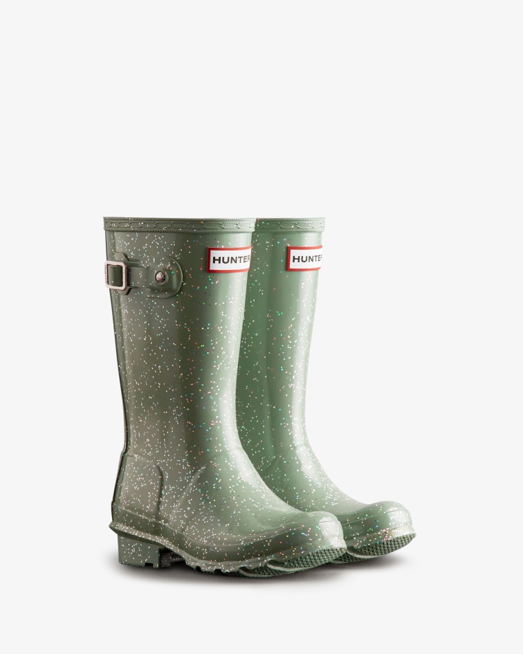 Hunter Big Kids (5-11 Years) Giant Glitter Rain Boots Sweet Gale Green