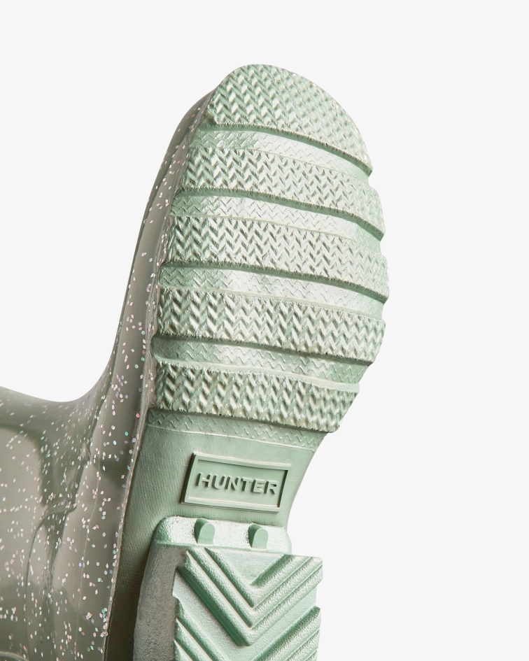 Hunter Big Kids (5-11 Years) Giant Glitter Rain Boots Sweet Gale Green