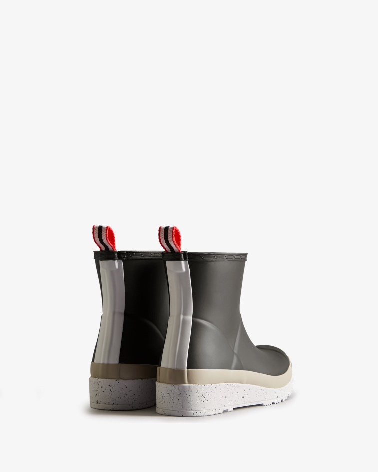 Hunter Women's Play Short Speckle Rain Boots Black-Steall Grey-Spurrey