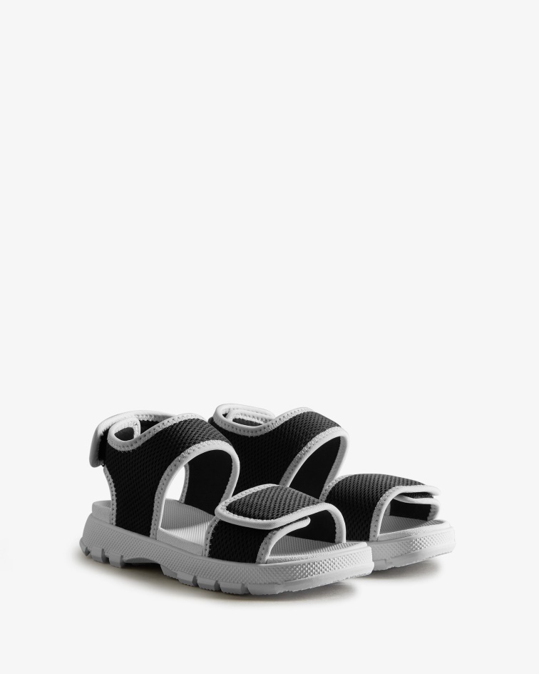 Hunter Big Kids (5-9 Years) Mesh Outdoor Walking Sandals Black-White