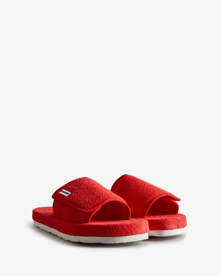 Hunter Women's Terry Towelling Beach Platform Adjustable Slide Hunter Red