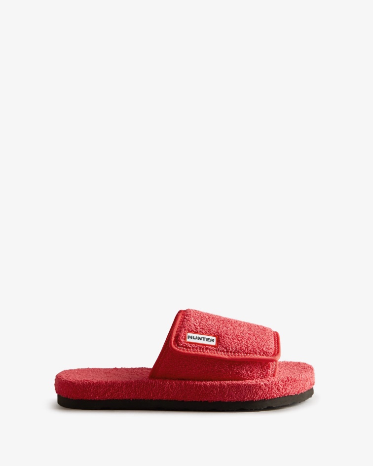 Hunter Women's Terry Towelling Beach Platform Adjustable Slide Rowan Pink