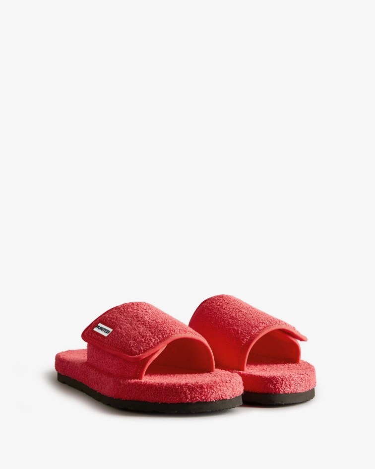 Hunter Women's Terry Towelling Beach Platform Adjustable Slide Rowan Pink