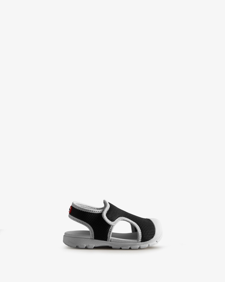 Hunter Little Kids (18 Months-6 Years) Mesh Outdoor Walking Sandals Black-White