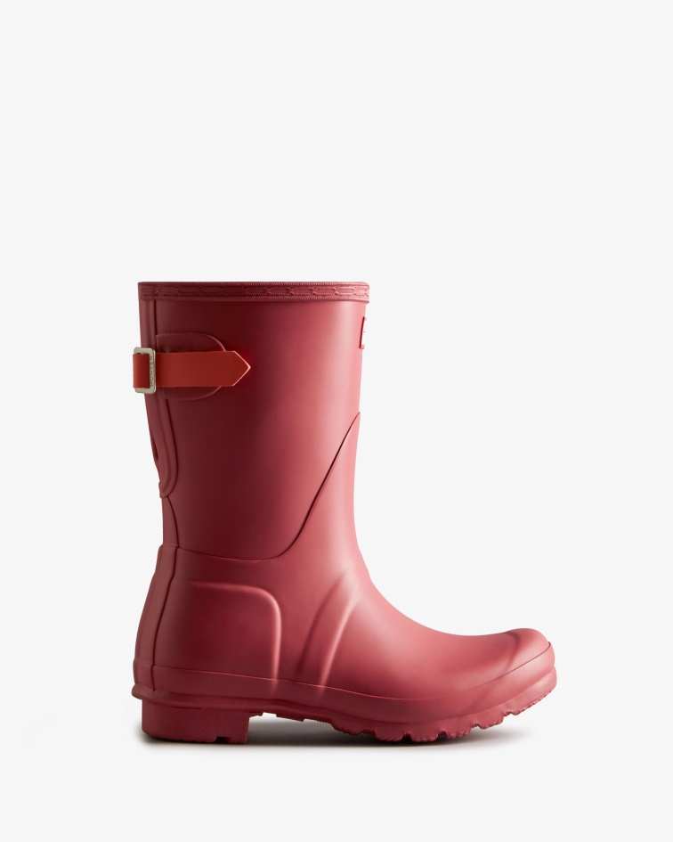 Hunter Women's Short Back Adjustable Rain Boots Glenmore Rose-Sun-Cup Orange