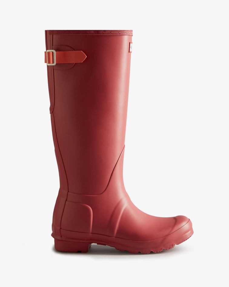 Hunter Women's Tall Back Adjustable Rain Boots Glenmore Rose-Sun-Cup Orange