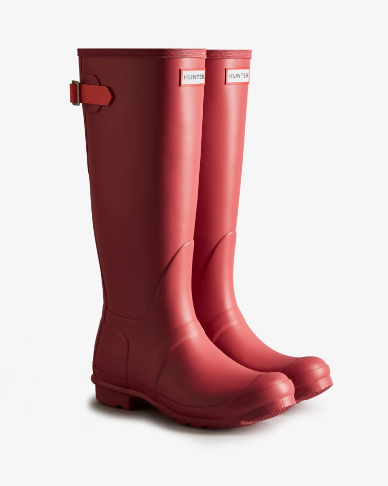 Hunter Women's Tall Back Adjustable Rain Boots Glenmore Rose-Sun-Cup Orange