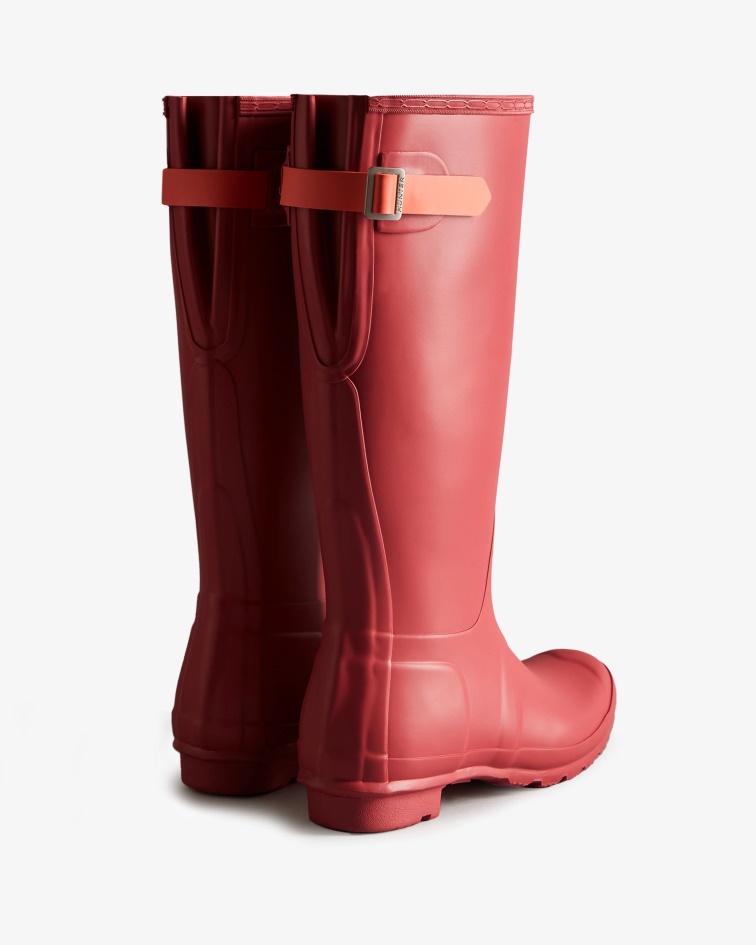Hunter Women's Tall Back Adjustable Rain Boots Glenmore Rose-Sun-Cup Orange