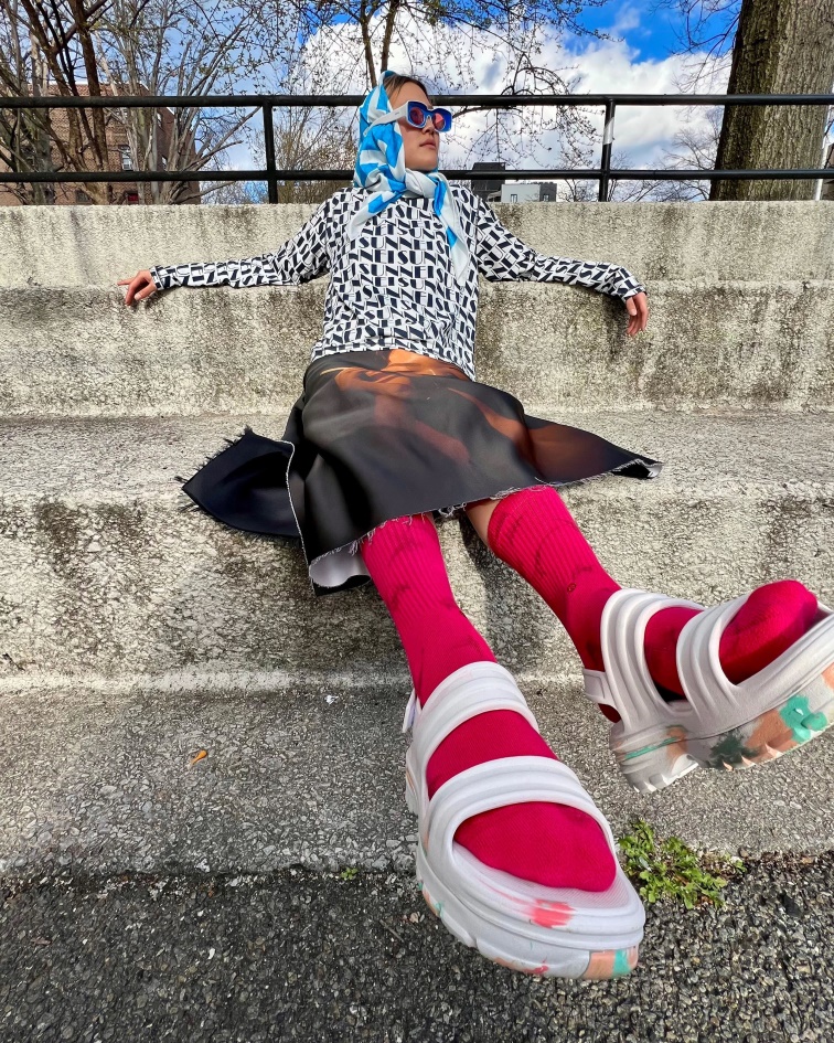 Hunter Women's BLOOM Marble Sandal White