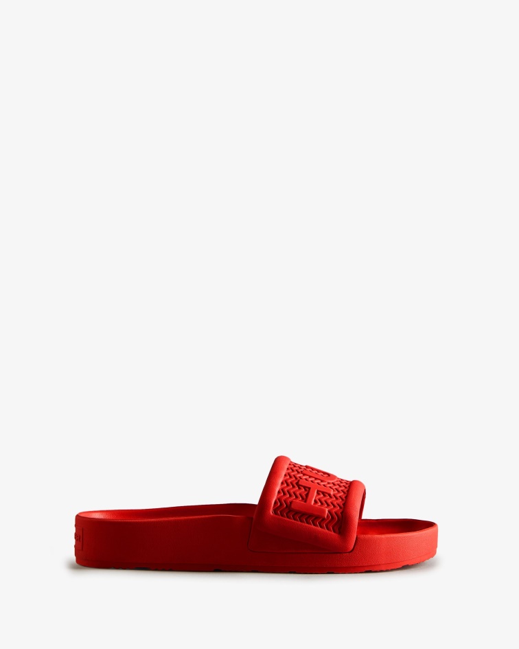 Hunter Men's BLOOM Slides Logo Red