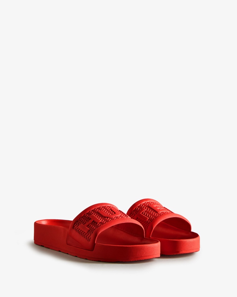 Hunter Men's BLOOM Slides Logo Red