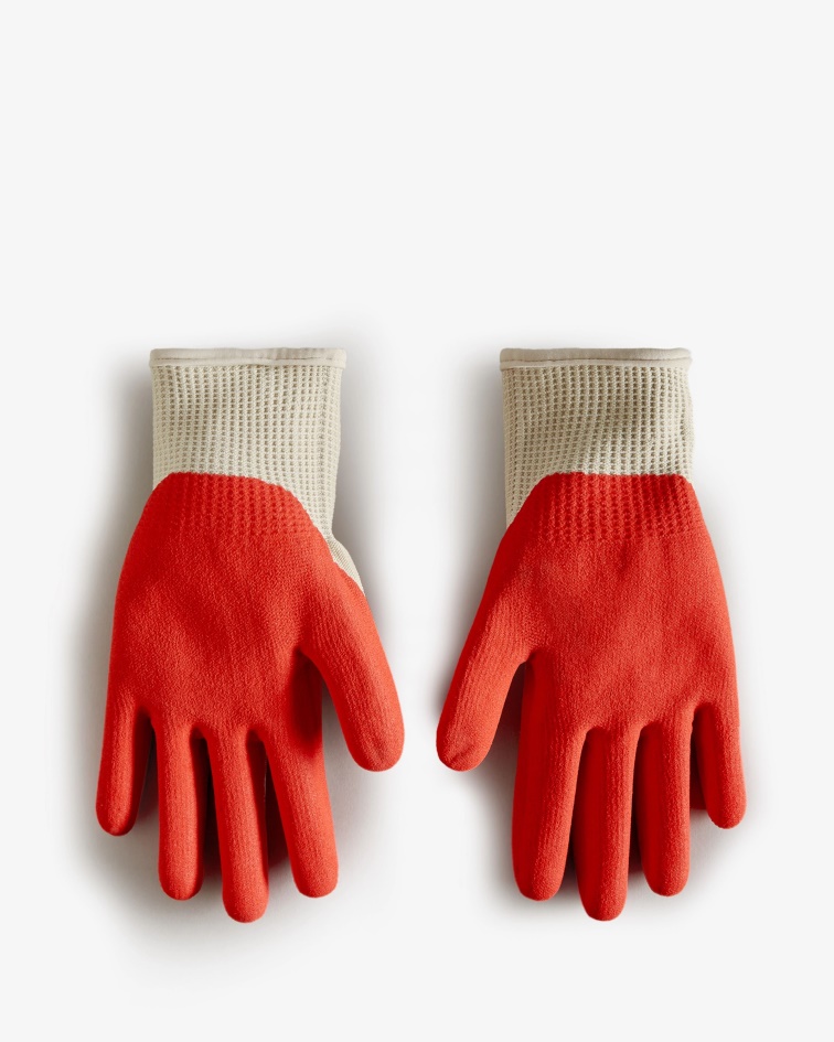 Hunter Rubberized Gardening Gloves Logo Red
