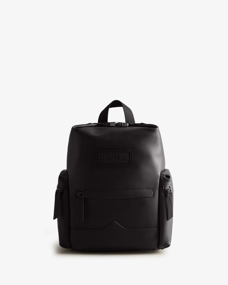 Hunter Mini Top Clip Backpack - Rubberized Leather Black