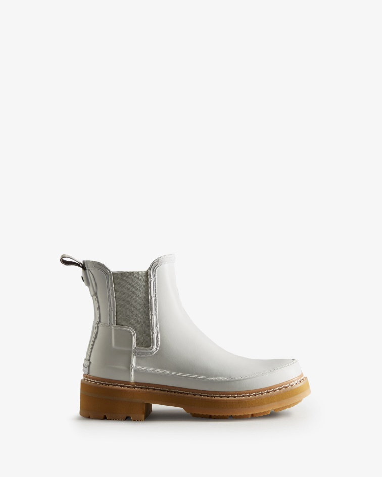 Hunter Women's Refined Stitch Detail Chelsea Boots Spurrey White