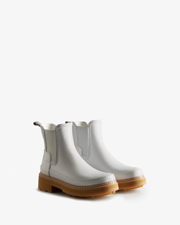 Hunter Women's Refined Stitch Detail Chelsea Boots Spurrey White