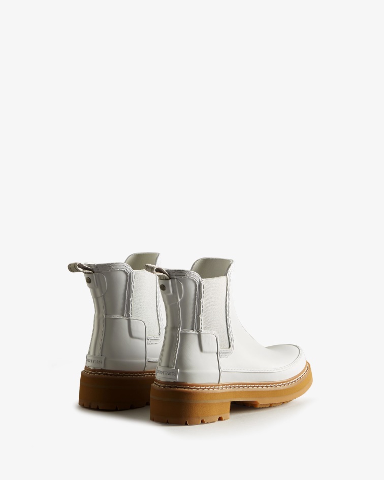 Hunter Women's Refined Stitch Detail Chelsea Boots Spurrey White
