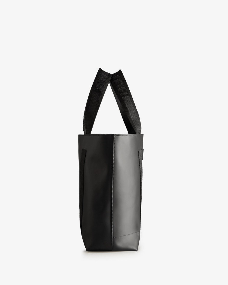 Hunter Rubberized Leather East-West Tote Bag Black-Black