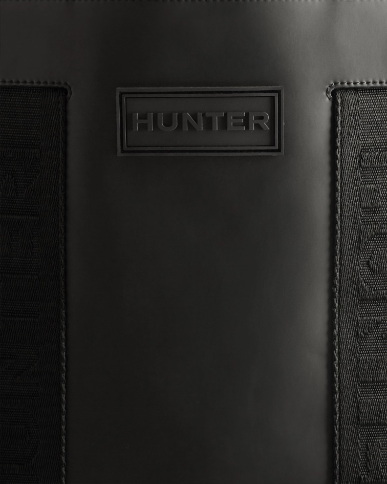 Hunter Rubberized Leather East-West Tote Bag Black-Black