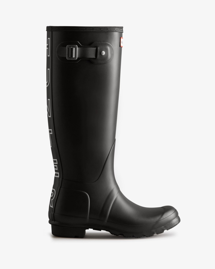 Hunter Women's Backstrap Tall Rain Boots Black-White