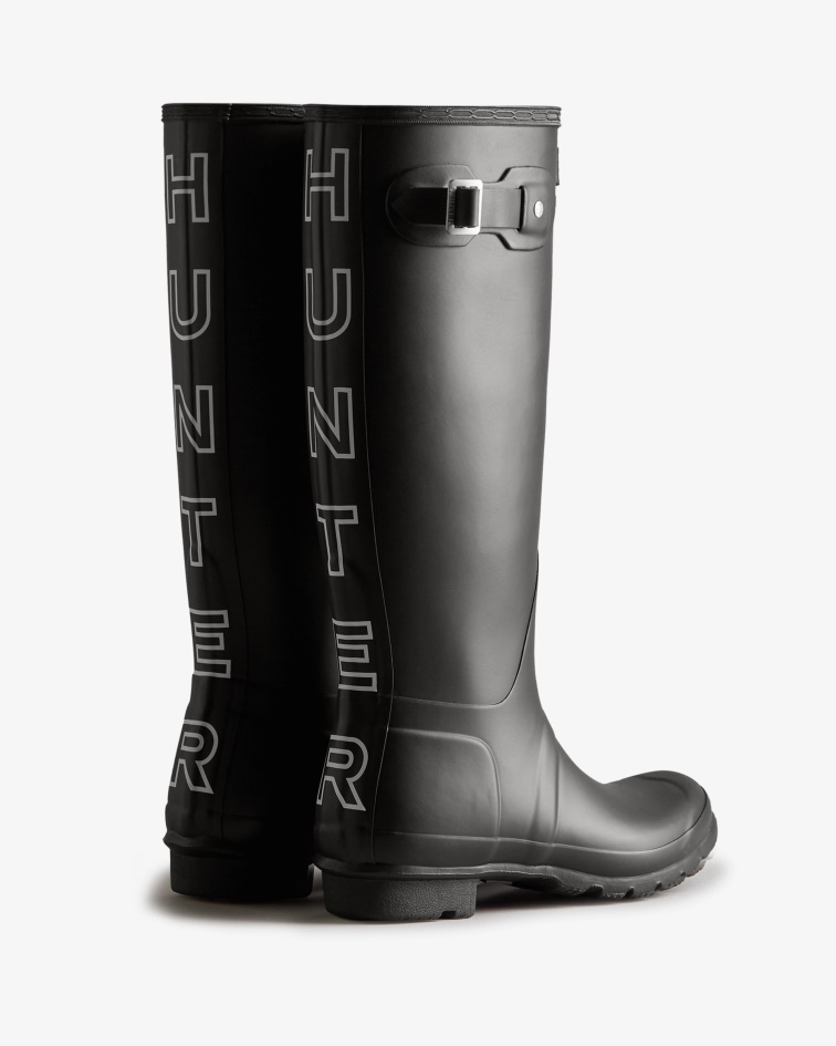 Hunter Women's Backstrap Tall Rain Boots Black-White