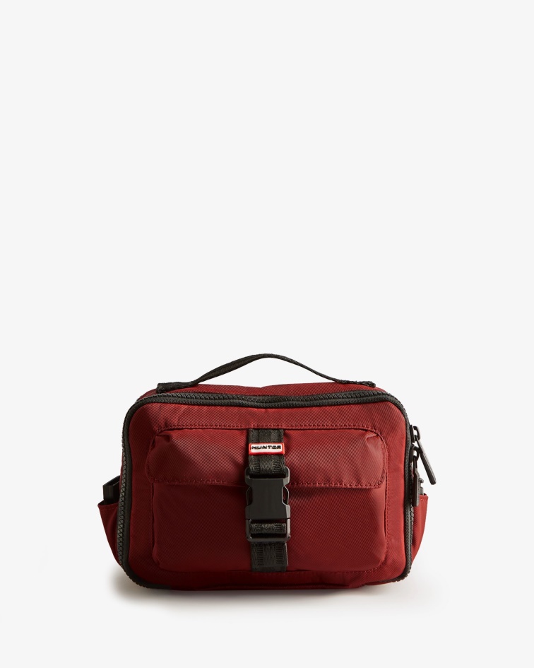 Hunter Nylon Three-Way Top Clip Crossbody Bag Fall Red