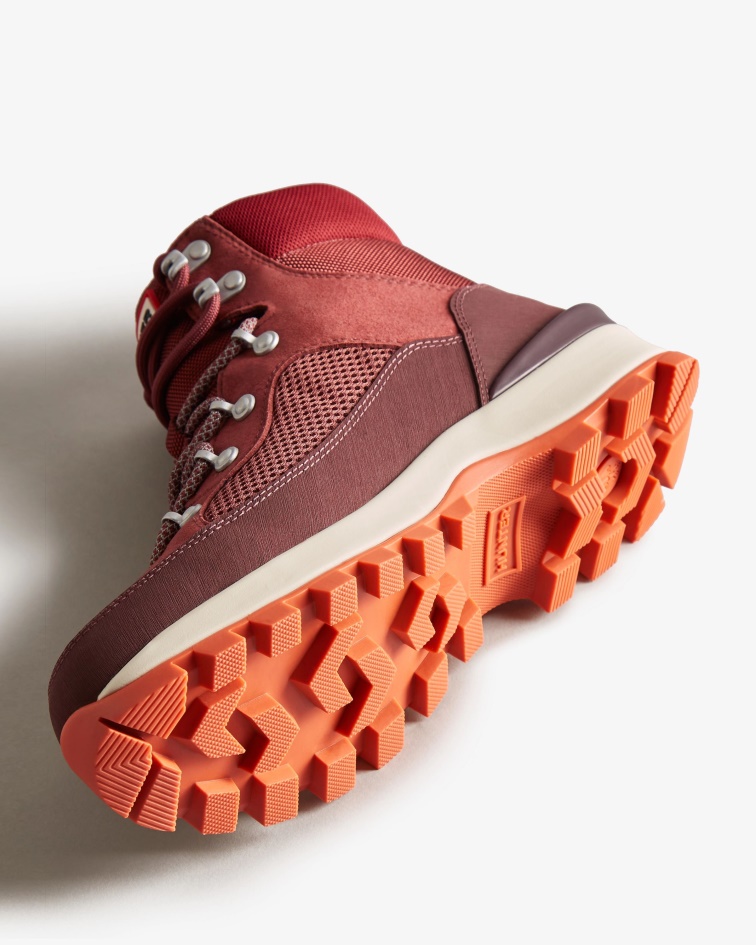 Hunter Women's Explorer Insulated Lace-Up Commando Boots Muted Berry-Ruskea Brown-Fall Red