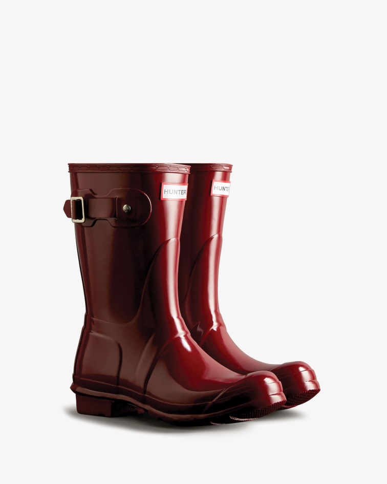 Hunter Women's Original Short Gloss Rain Boots Fall Red