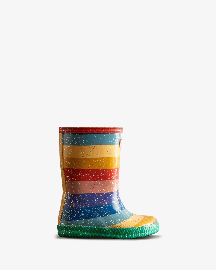 Hunter Kids First (18 Months-8 Years) Glitter Rainbow Rain Boots Multicoloured Bright