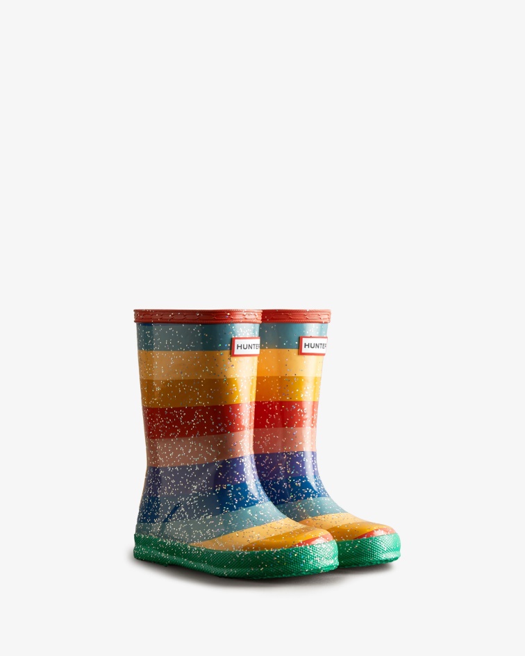 Hunter Kids First (18 Months-8 Years) Glitter Rainbow Rain Boots Multicoloured Bright