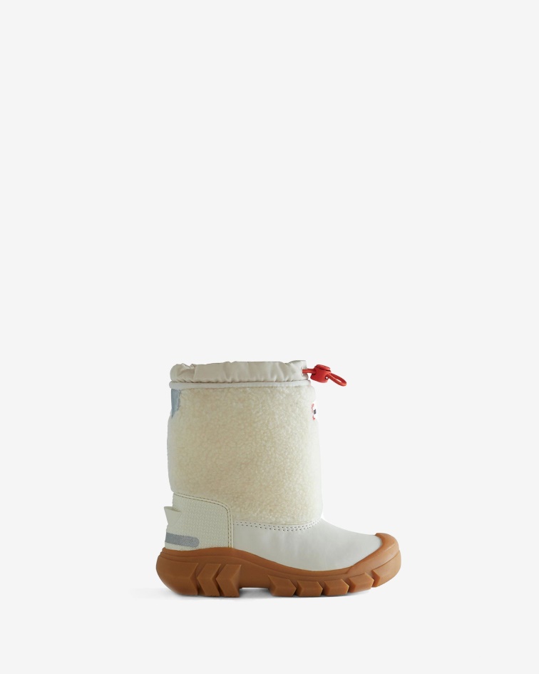Hunter Little Kids (18 Months-6 Years) Wanderer Insulated Vegan Shearling Snow Boots White Willow-Rorbu Rust