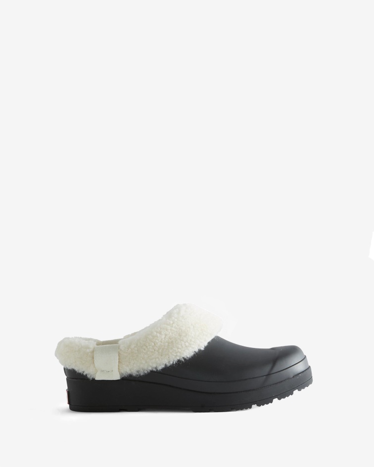 Hunter Women's Play Vegan Shearling Insulated Clogs Black