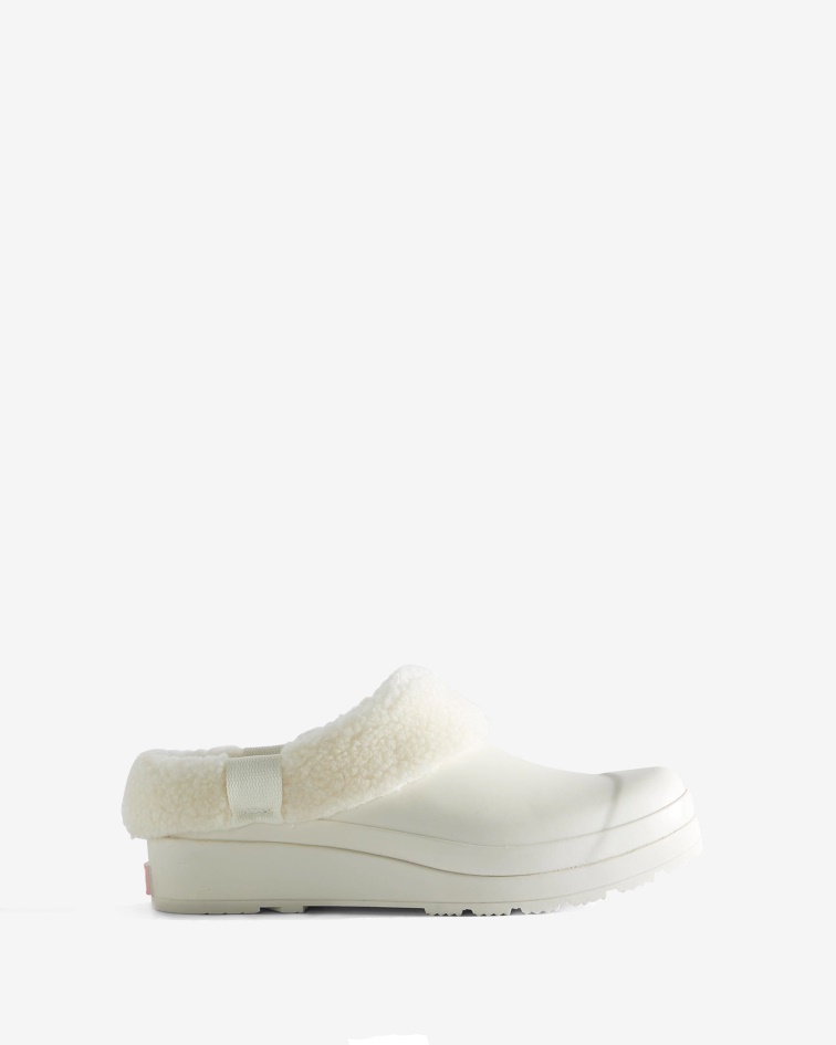 Hunter Women's Play Vegan Shearling Insulated Clogs White Willow